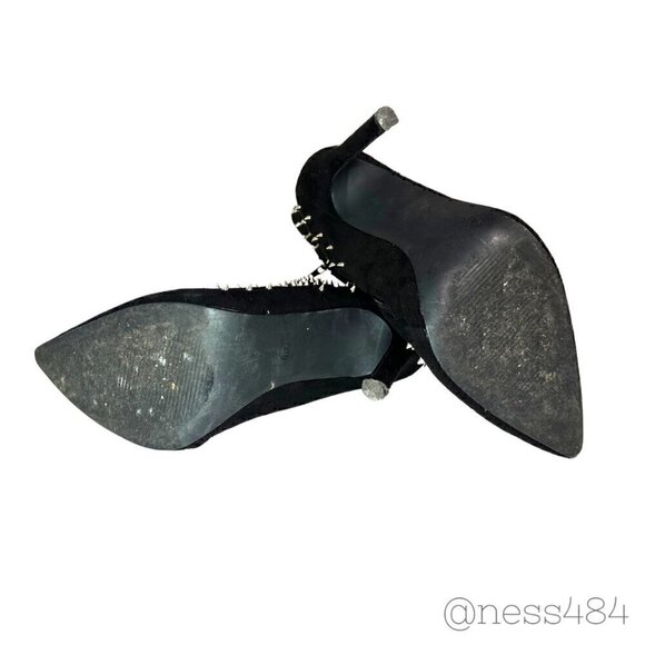 Black Studded Zip-Up Heeled Boots 6.5 - Picture 5 of 8